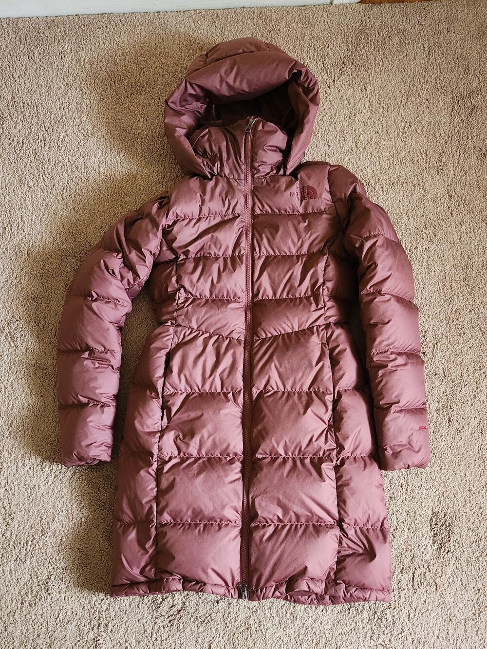 The North Face Metropolis Puffer Down Feather Parka Long Mauve 600 Sml
